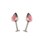 Paws & Purrs - PAIR OF Wolf Ear Internally Threaded Titanium Stud - Paws & Purrs - PAIR OF Wolf Ear Internally Threaded Titanium Stud - Flat-Back / 6mm by CRUXJEWELRY