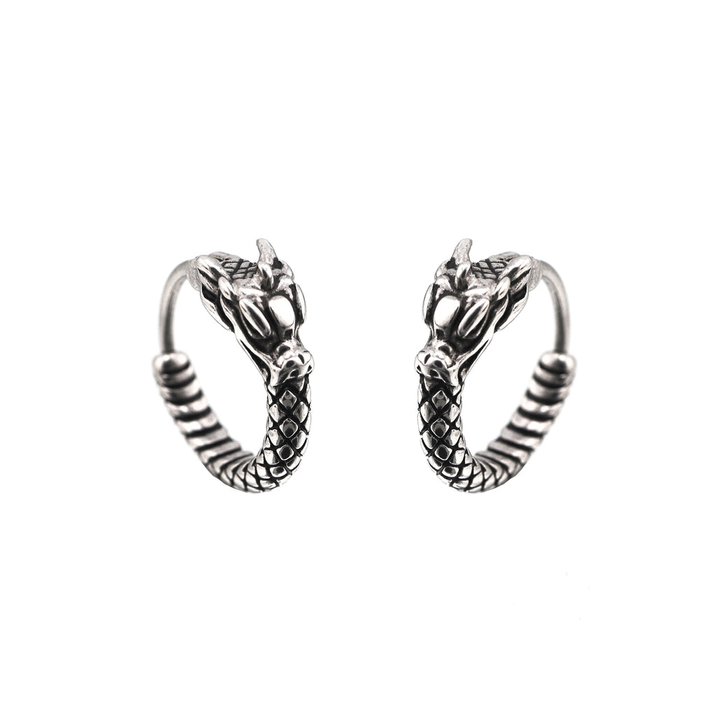Vintage Engraved Dragon Stainless steel Earrings - Vintage Engraved Dragon Stainless steel Earrings - Single by CRUXJEWELRY