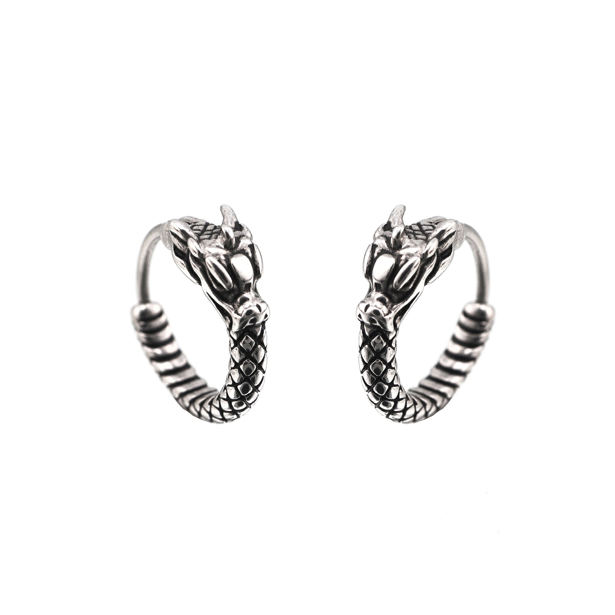 Vintage Engraved Dragon Stainless steel Earrings - Vintage Engraved Dragon Stainless steel Earrings - Single by CRUXJEWELRY