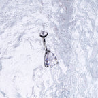 Teardrop CZ Internally Threaded Titanium Belly Ring - Teardrop CZ Internally Threaded Titanium Belly Ring - Radiant White / 6 mm by CRUXJEWELRY