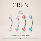 Clou de sourcil en acier inoxydable fileté externe avec zircon cubique 16G 