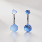 Blue Opal Cat Eye Titanium Belly Ring detail 5