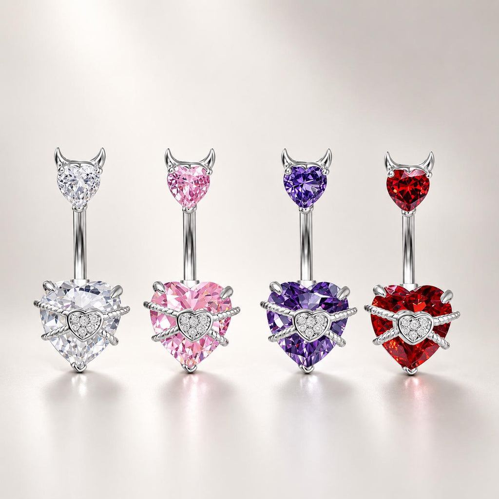 Devil Heart Titanium Belly Ring detail 6