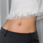 CZ Cross Titanium Belly Ring detail 2