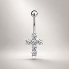 CZ Cross Titanium Belly Ring detail 6