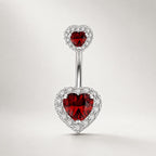Double Heart CZ Titanium Belly Ring detail 4