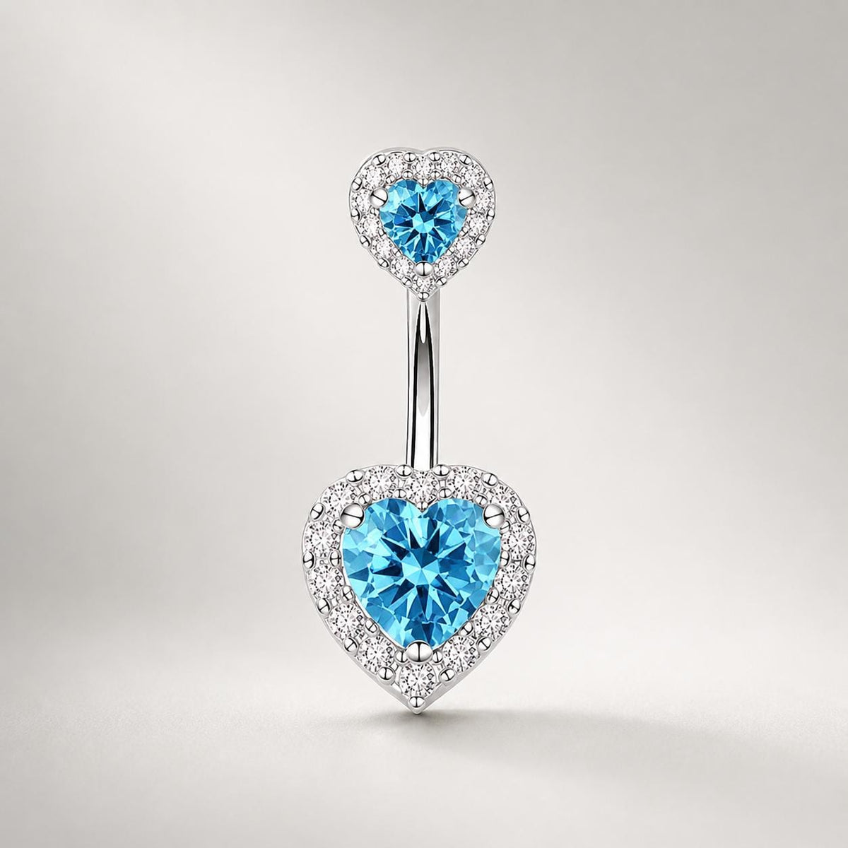 Double Heart CZ Titanium Belly Ring detail 5