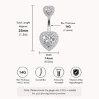 Double Heart CZ Titanium Belly Ring detail 8
