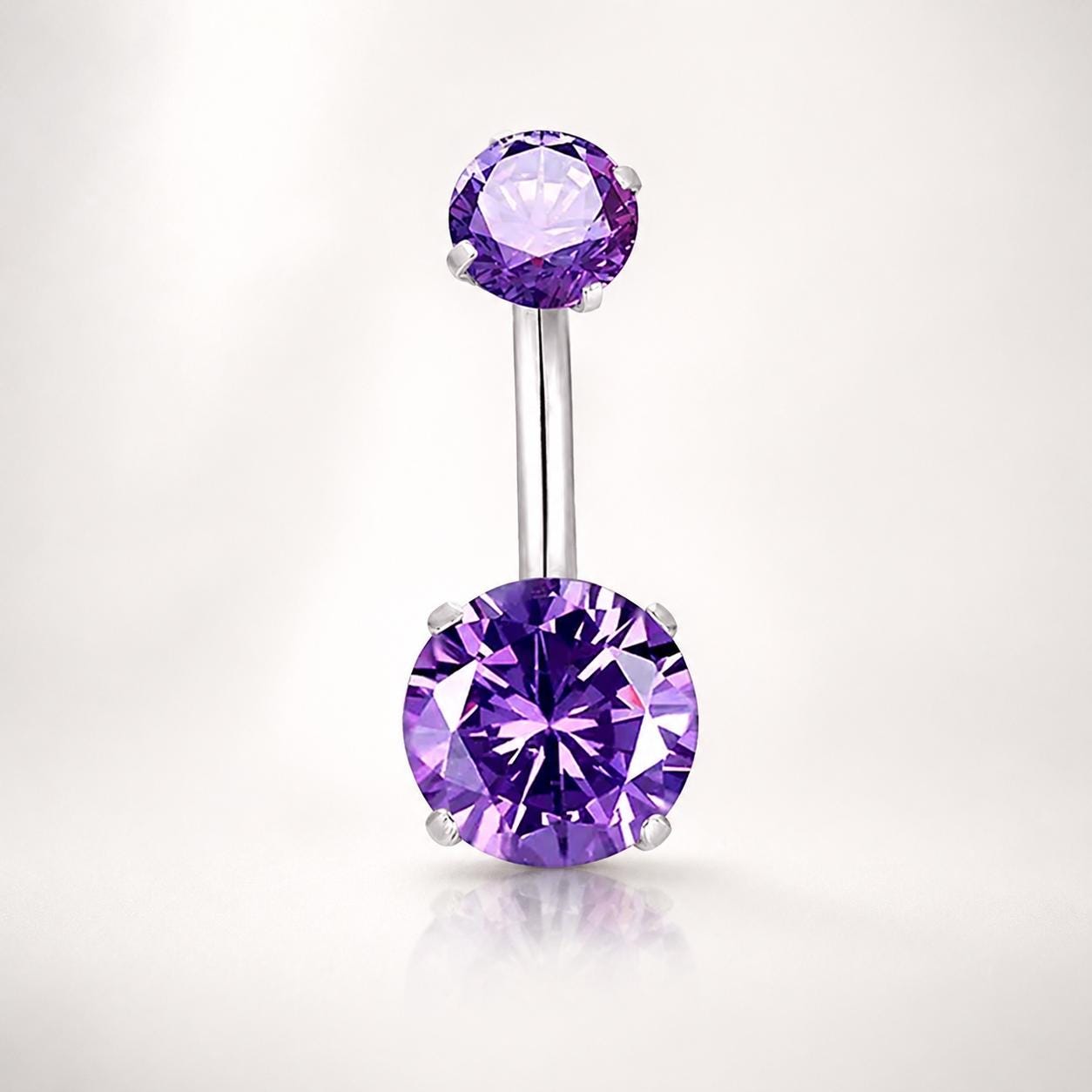 Colorful CZ Titanium Belly Ring detail 7