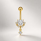 CZ Heart Dangle Titanium Belly Ring detail 7