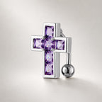 Square CZ Cross Titanium Belly Ring detail 8