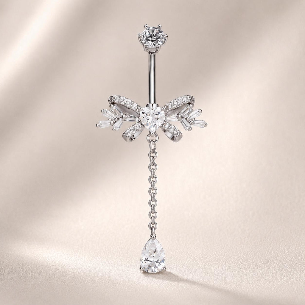 Bowknot CZ Titanium Belly Ring detail 3