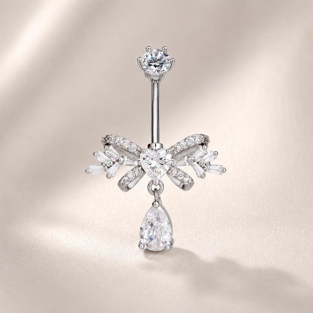 Bowknot CZ Titanium Belly Ring detail 4