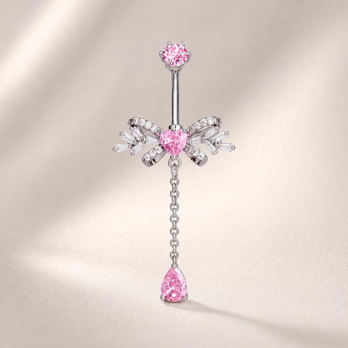 Bowknot CZ Titanium Belly Ring detail 5