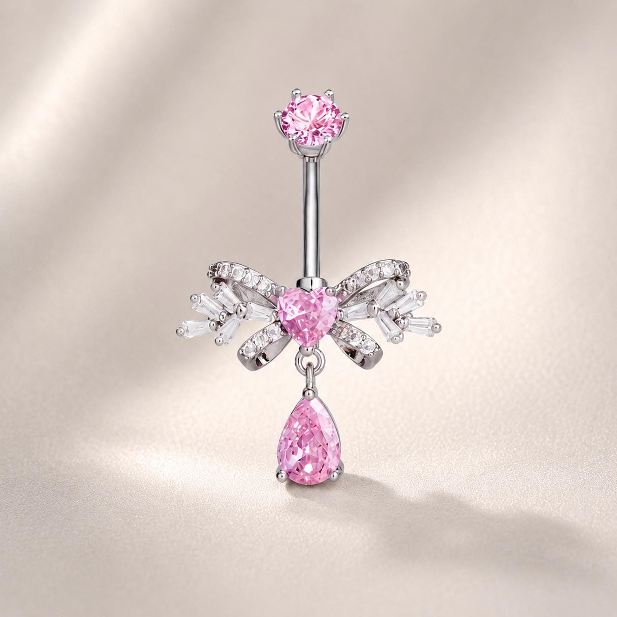 Bowknot CZ Titanium Belly Ring detail 6