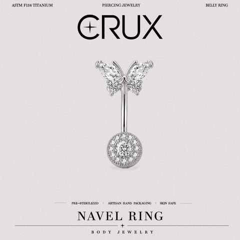 Pavé-Schmetterlings-Bauchnabelpiercing aus Titan
