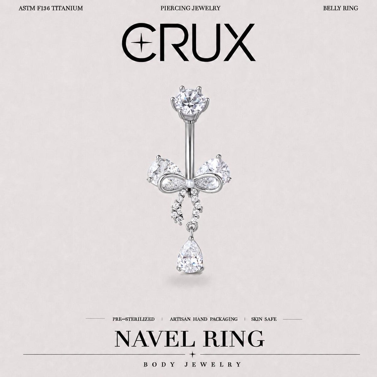 Butterfly CZ Titanium Belly Ring