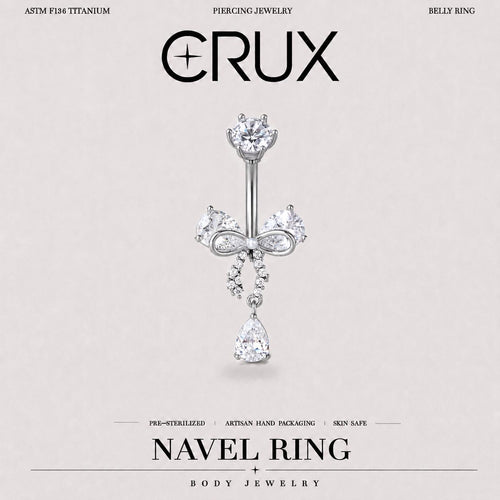 Butterfly CZ Titanium Belly Ring