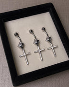 Dangle Cross Titanium Belly Ring detail 4