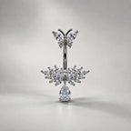 Butterfly Dangle Titanium Belly Ring detail 4