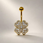 Floral CZ Titanium Belly Ring detail 5