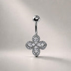 Floral CZ Titanium Belly Ring detail 7
