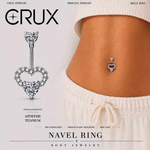 Titan-Bauchpiercing mit offenem Herz