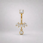 Leaf Dangle Titanium Belly Ring detail 4