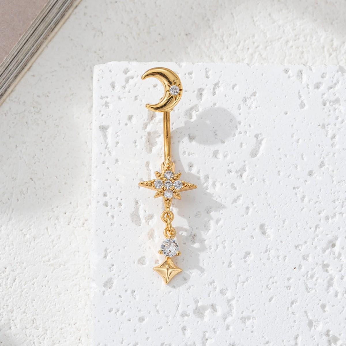 Moon Star Titanium Belly Ring detail 3