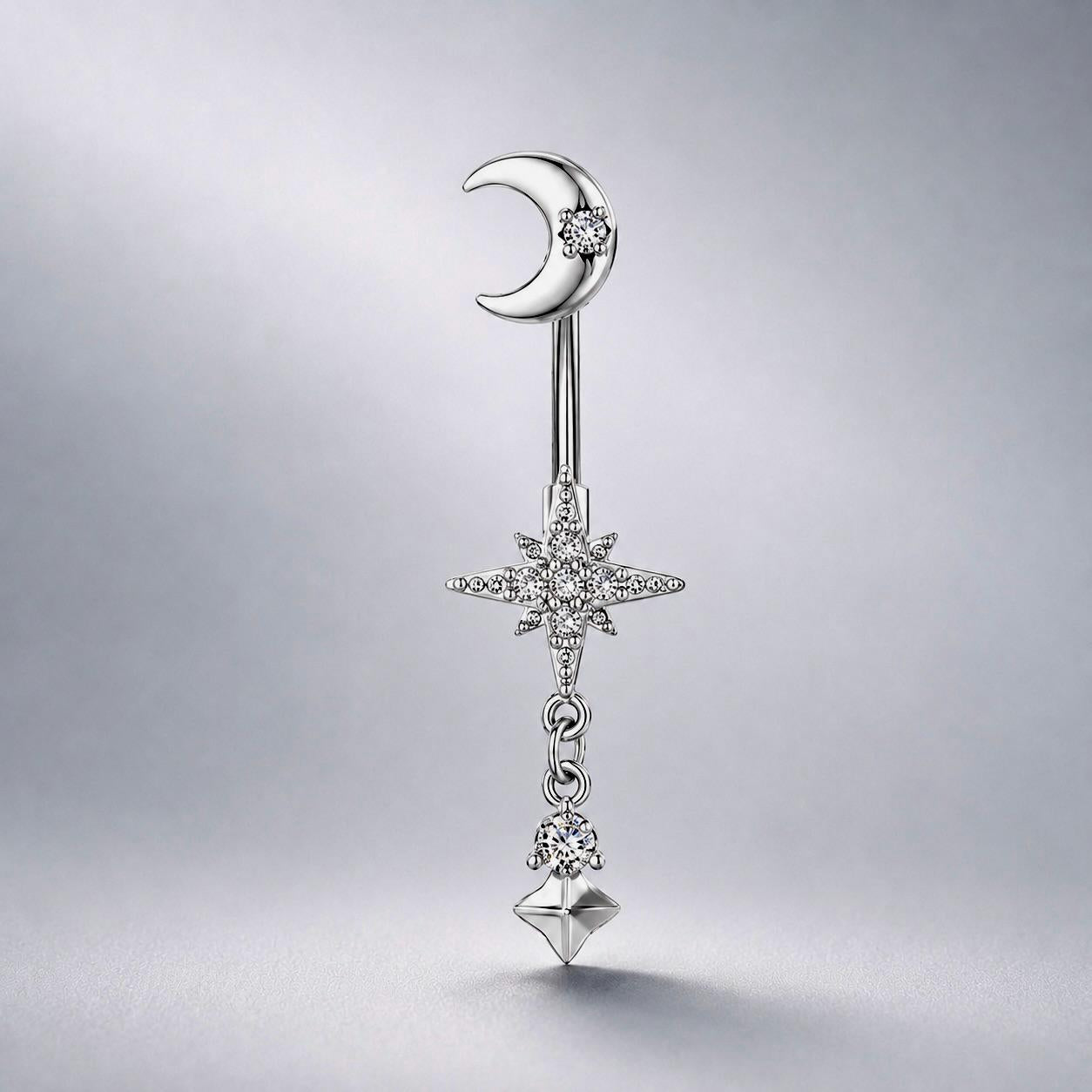 Moon Star Titanium Belly Ring detail 7