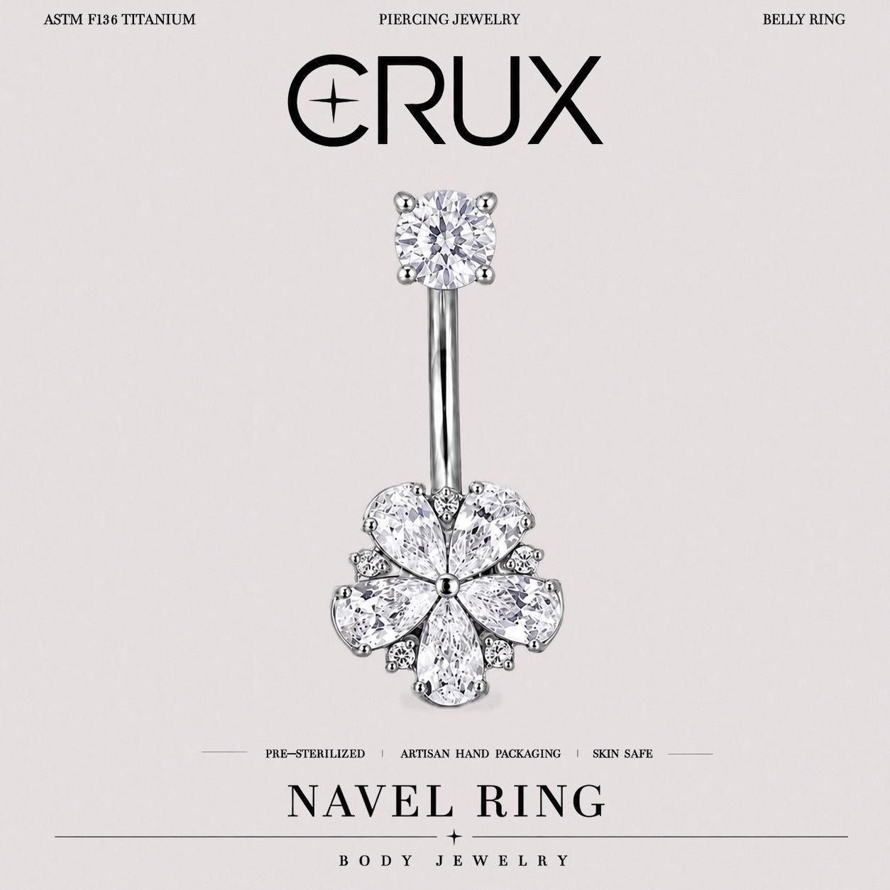 Five-Petal Flower Titanium Belly Ring