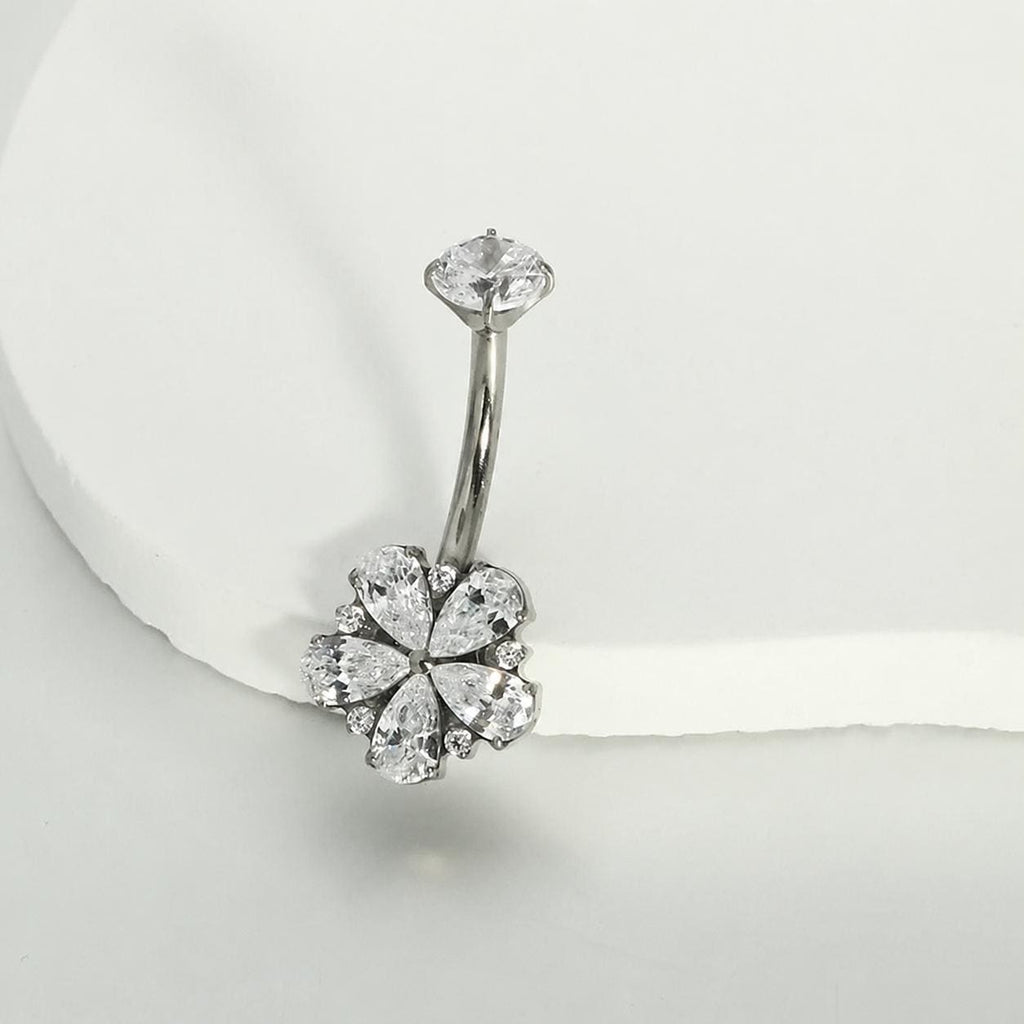 Five-Petal Flower Titanium Belly Ring detail 3