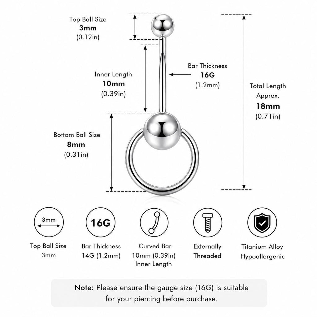 Spinning Ball Titanium Belly Ring detail 11
