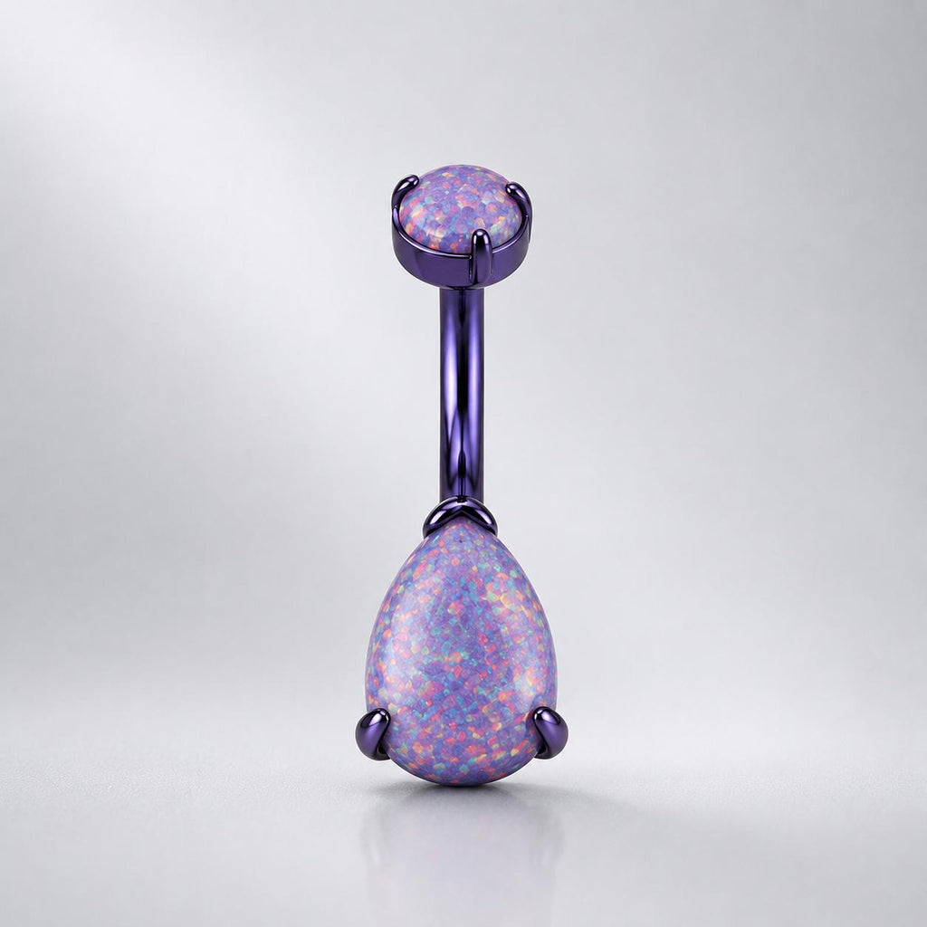 Opal Teardrop Titanium Belly Ring detail 9