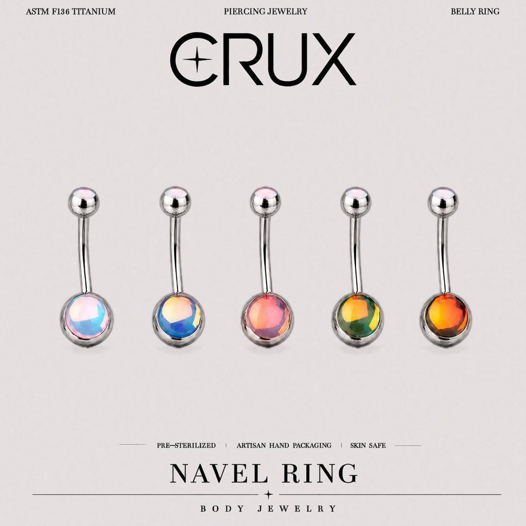 Aurora CZ Titanium Belly Ring