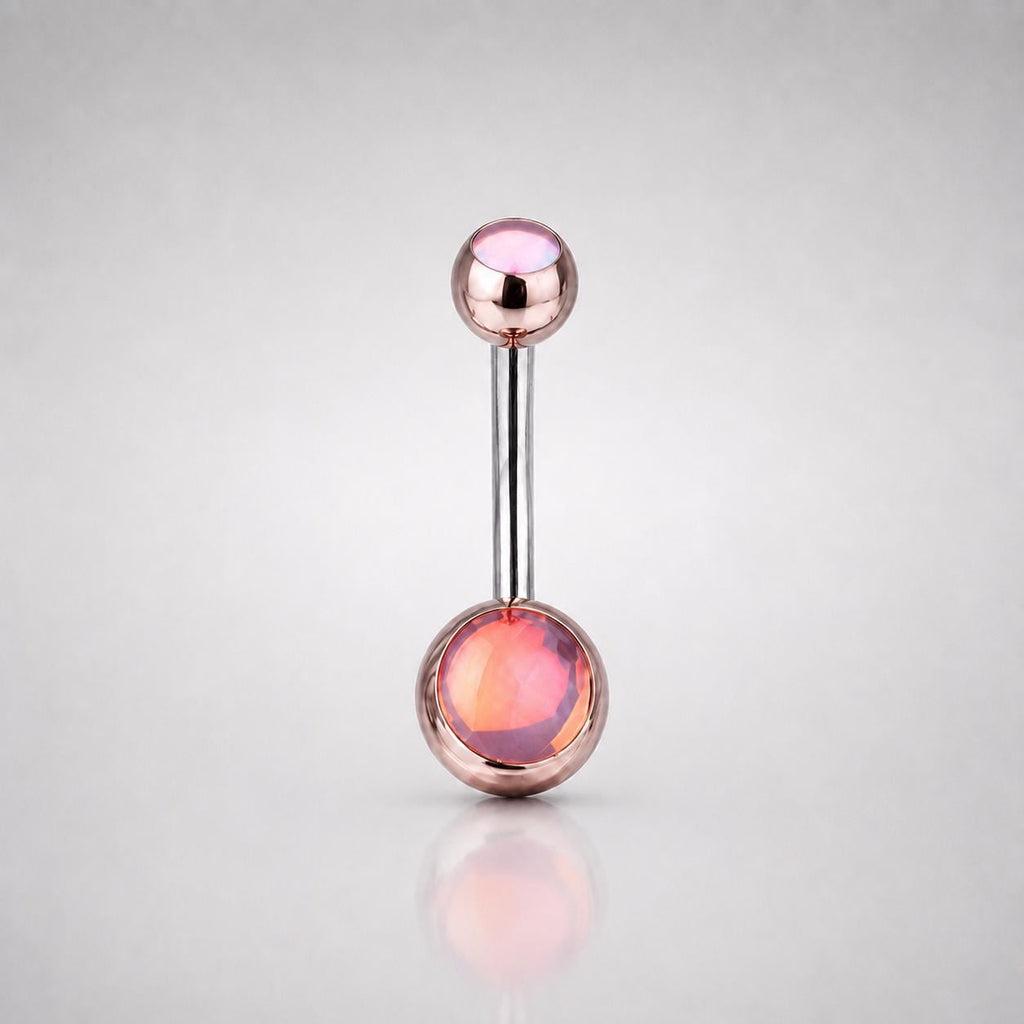 Aurora CZ Titanium Belly Ring detail 3
