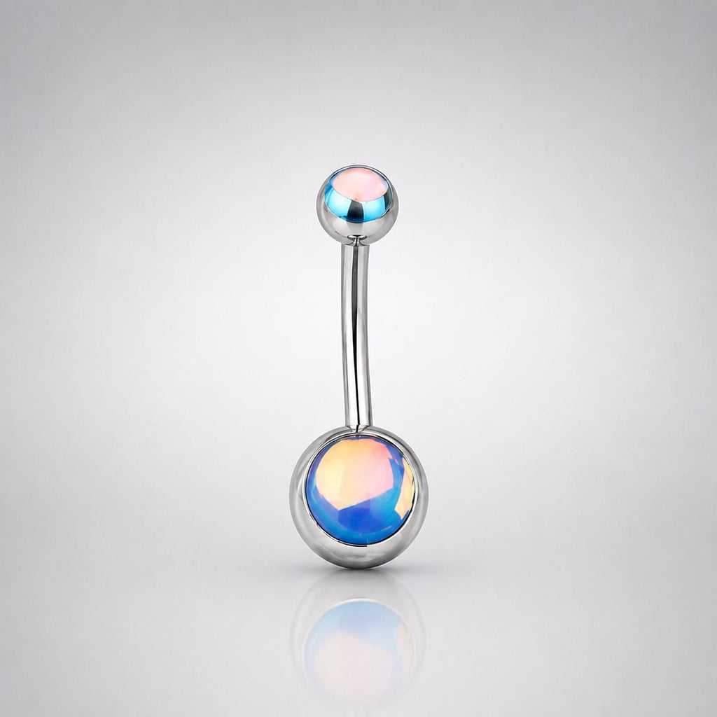 Aurora CZ Titanium Belly Ring detail 5