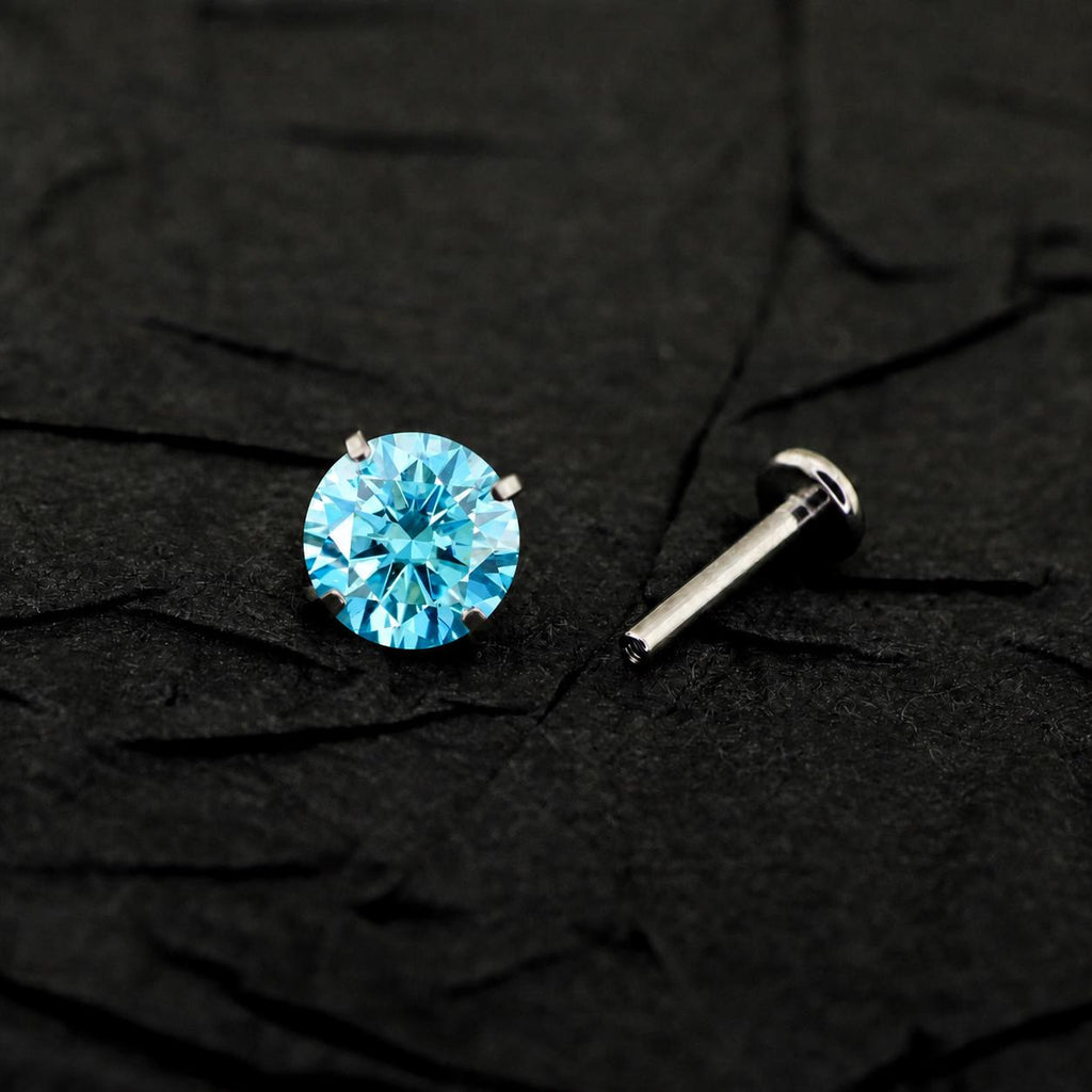 Blue Moissanite Flat Back Stud - product image 6