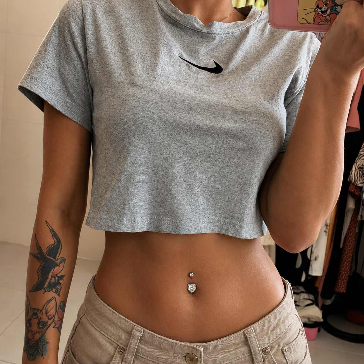 Anneau de nombril en argent sterling S925 avec zircon cubique en forme de cœur 