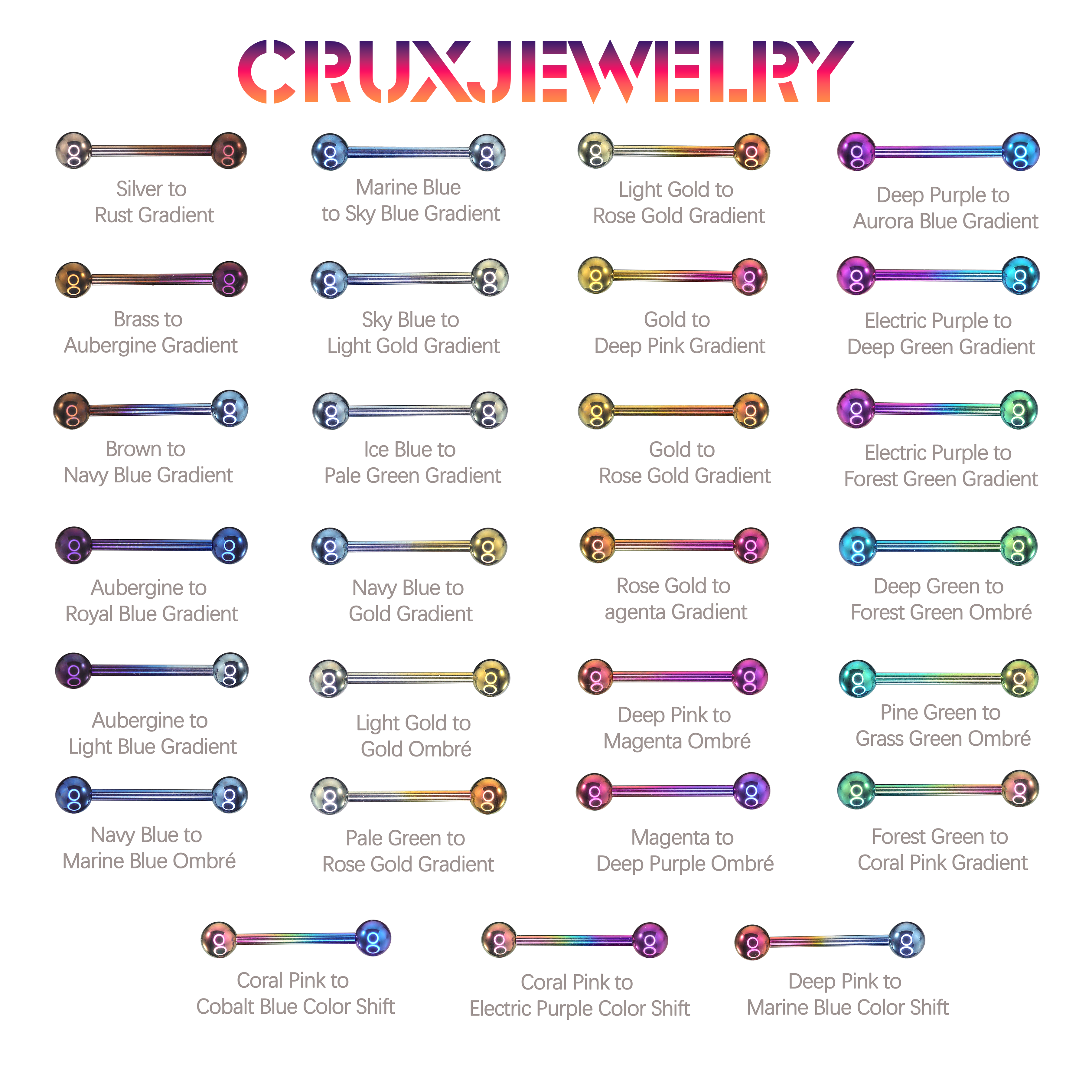 Titanium Magic Color Shift Anodizing | Design Your Own Color - Titanium Magic Color Shift Anodizing | Design Your Own Color - Multicolor Gradient by CRUXJEWELRY