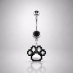 Paws & Purrs - Pixel Art Cat Paw Pendant Belly Ring
