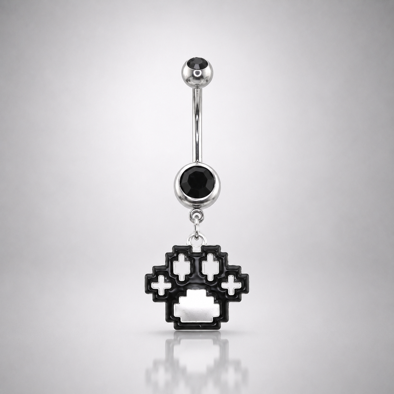 Paws & Purrs - Pixel Art Cat Paw Pendant Belly Ring