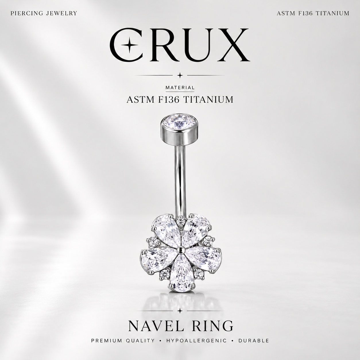 Cherry Blossom Titanium CZ Belly Ring