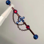 Cathedral Cross Chain titanium industrial barbell, detail view 3