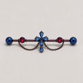 Cathedral Cross Chain titanium industrial barbell, detail view 4
