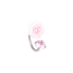 3D Pink Resin Rose & CZ Titanium Horseshoe Rings - 3D Pink Resin Rose & CZ Titanium Horseshoe Rings - 8mm by CRUXJEWELRY