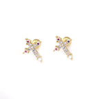 20G Thin Gauge CZ Crux Ear Studs - 20G Thin Gauge CZ Crux Ear Studs - Gold / Single by CRUXJEWELRY