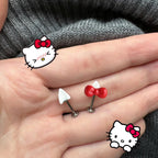 Paws & Purrs - Cute Kitty Bow Titanium Helix Studs - Paws & Purrs - Cute Kitty Bow Titanium Helix Studs - Bowkont / 6mm by CRUXJEWELRY