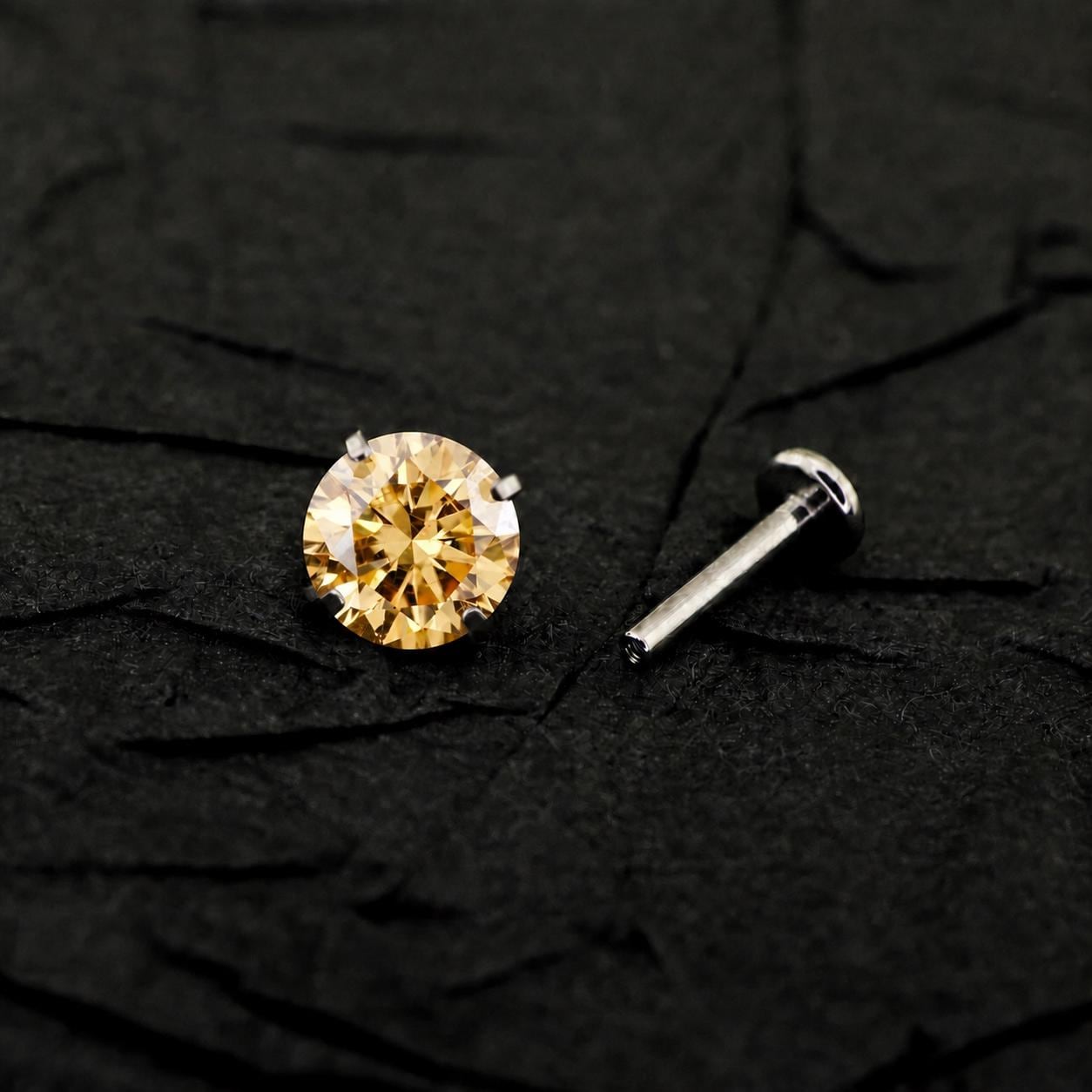 Champagne Gold Moissanite Flat Back Stud - product image 3