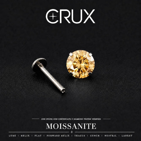 Champagne Gold Moissanite Flat Back Stud